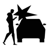 Silhouette of a Car Crash Accident on a Highway vector