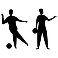 Silhouette of a Bowling Player Rolling a Ball in Action vector