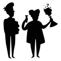 Silhouette of a Scientist Working in a Laboratory with Equipment vector