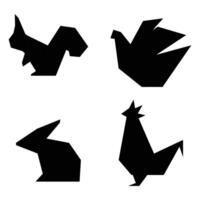 Silhouette of Origami-Style Animals in Various Poses vector
