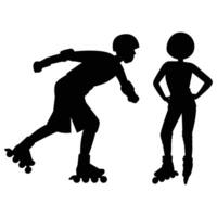 Silhouette of a Rollerblader Performing Stunts in Motion vector