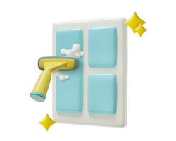 House window cleaning 3d icon with a squeegee mop and soap suds vector