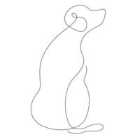 One continuous line drawing of dog, Hand Drawn Outlines of a dog sitting vector
