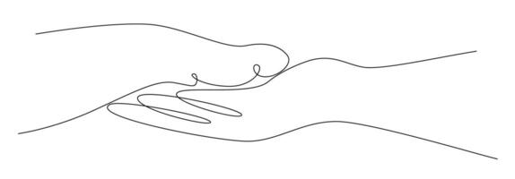 Man hand and dog hand line , Man with dog line art vector
