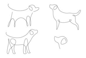 Hand Drawn Outlines of a dog, One continuous line drawing of dog vector