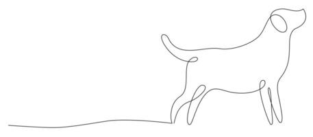 Hand Drawn Outlines of a dog, continuous one line art of canine pet vector