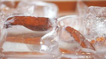 close up of many ice cubes on white background video