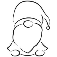 a simple original icon of Santa Claus with a big hat, ears and a beard drawn with different contours vector