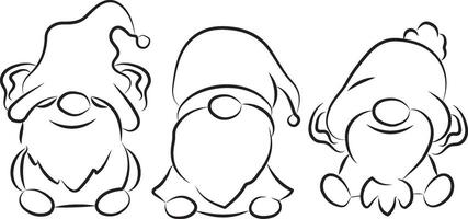 set of simple original icons of gnomes and leprechauns drawn with various contours vector