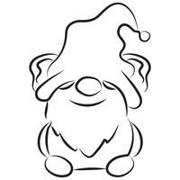 simple original icon of a leprechaun with a big hat, ears and a beard drawn in different contours vector