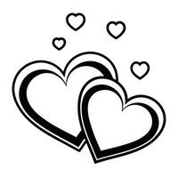 Minimalist Illustration of Two Overlapping Hearts in Black and White vector