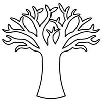 Nature-Inspired Line Art of a Baobab Tree with a Thick Trunk vector