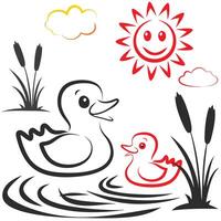 Cartoon Duck Illustration for a Cute Coloring Book Page vector