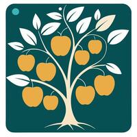 Elegant Line Art Illustration of an Apple Tree with Fruit vector