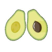 Avocado cut in half on an isolated white background.Flat style. vector