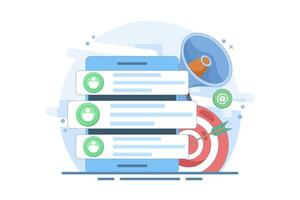 Email marketing concept, Online business strategies, A number of new emails are displayed on the screen, Advertisements, Email newsletters, messages, marketing materials. vector
