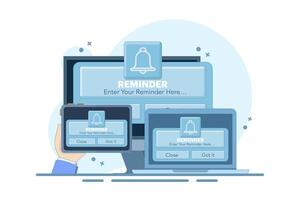 Reminder Concept. Notification calendar reminder. Business planning, events, reminders and schedules. Banner design, website page development. Email marketing, online advertising concept. vector