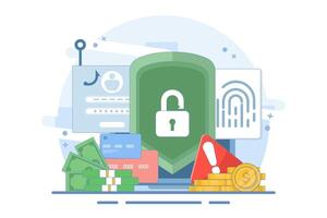 internet hacker attacks and personal data security concepts. Computer security technology. Anonymous hackers attack computers. Hackers steal personal data. Illustration. vector
