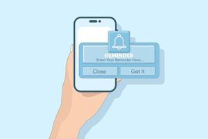 Reminder Concept. Notification calendar reminder. Business planning, events, reminders and schedules. Website page development. Email marketing, online advertising. Flat design illustrations. vector