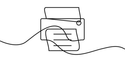 continuous line drawing of printer symbol. abstract line art illustration vector