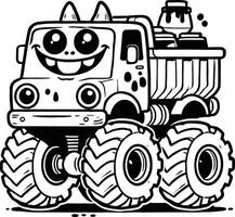 Printable Monster Truck Art for Kids to Color vector