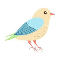 A cartoon bird with a blue wing and a yellow body. The bird is standing on a white background vector