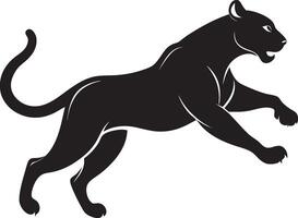 Bold leaping panther silhouette in an attack motion vector