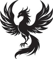 Graceful phoenix silhouette in a circular motion vector