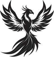 Phoenix silhouette with intricate feather details vector