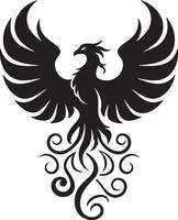 Phoenix silhouette with glowing embers vector