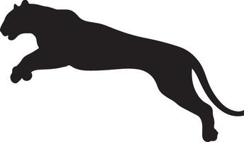 Panther silhouette jumping in a dynamic pose vector