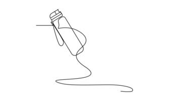 Water bottle continuous one line drawing isolated on white background vector