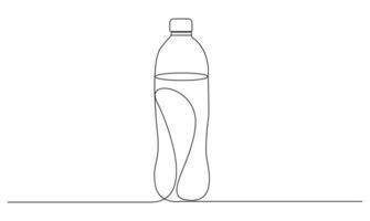 Water bottle one continuous line drawing isolated on white background concept of healthy lifestyle vector