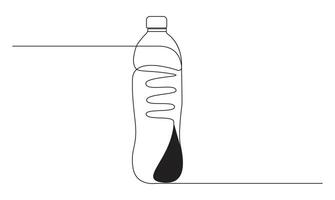 Water bottle continuous sigle line drawing isolated on white background concept of healthy lifestyle vector