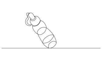 Bottle continuous one line drawing isolated on white background concept of healthy lifestyle vector