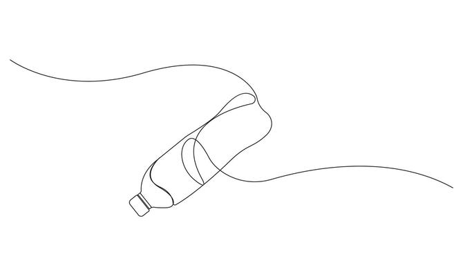 Water bottle continuous line drawing isolated on white background concept of healthy lifestyle