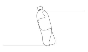 Water bottle continuous one line drawing isolated on white background concept of healthy life vector