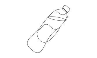 Water bottle continuous one line drawing isolated on white background concept of healthy lifestyle vector