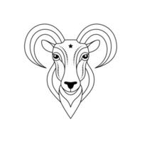 Aries zodiac sign in line art style on white background. vector