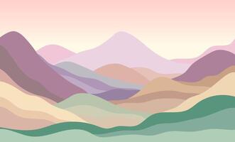 Abstract landscape with colorful hills and mountains. vector