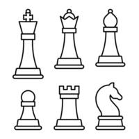 Set of chess pieces in a line style illustration vector