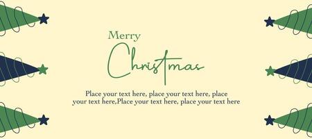 Merry Christmas and Happy New Year greeting banner on bright background with trees illustration vector
