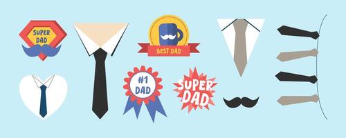 set of happy father's day icon or symbol collection for greeting card template vector