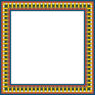 colored square Egyptian ornament. Rectangle, frame, ancient Egypt.Pattern of lotus flowers and sun