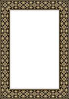 black and gold square gothic ornament. Medieval European rectangle, border. Classic pattern of the Germans, Angles, Saxons, Franks. vector