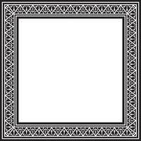 square black monochrome border, frame, Pompeii. Rectangle Neopolitan ornament. Art of Ancient Rome. Template for stained glass vector