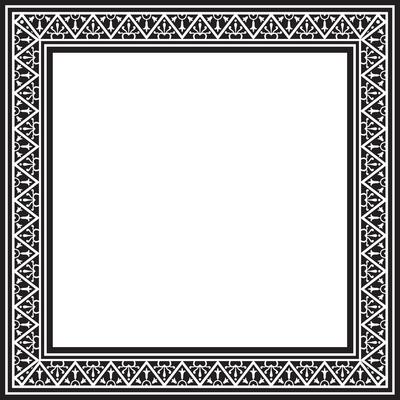 square black monochrome border, frame, Pompeii. Rectangle Neopolitan ornament. Art of Ancient Rome. Template for stained glass