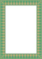 gold with green square Egyptian ornament. Rectangle, frame, ancient Egypt.Pattern of lotus flowers and sun vector