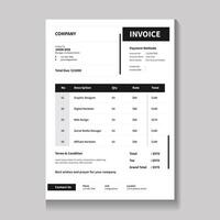 Invoice design layout template black vector