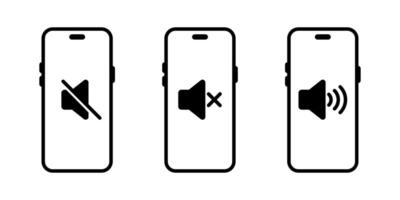 No sound smartphone icon set. Volume speaker on phone screen sign symbol vector